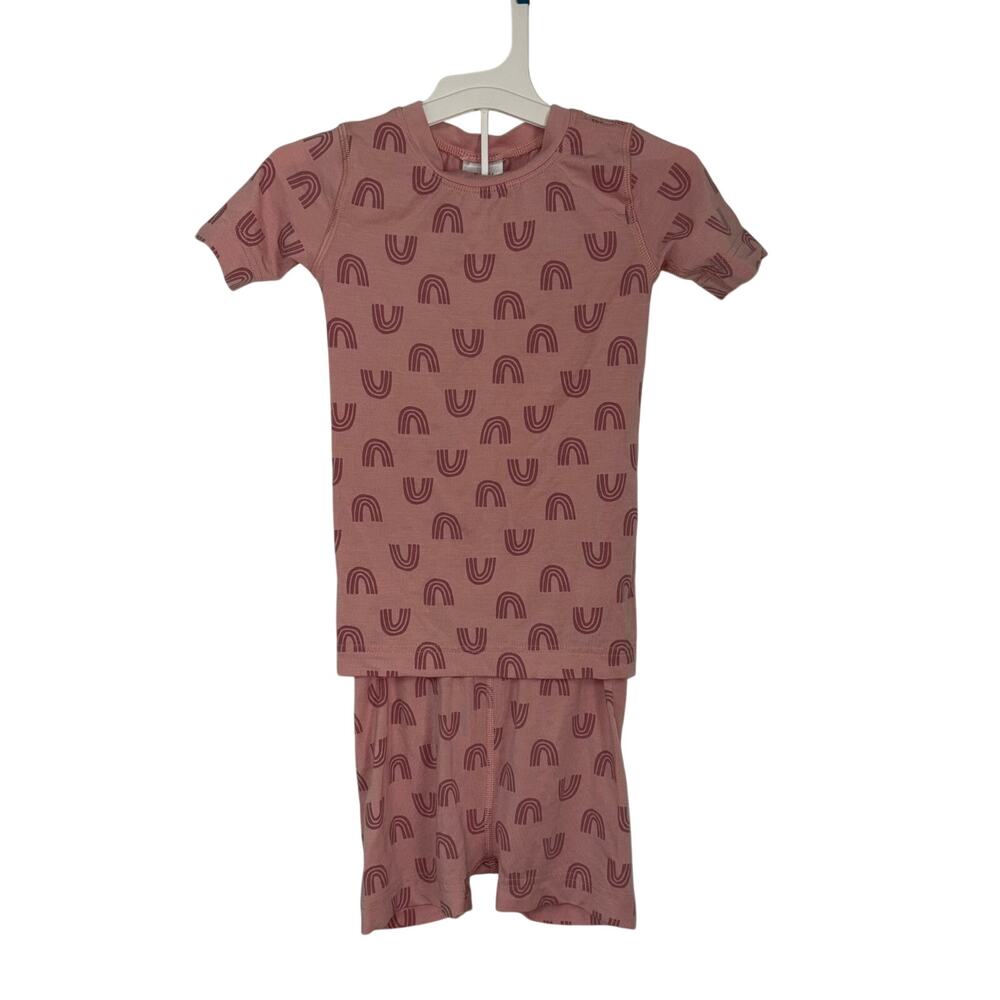 Hanna Andersson Pink Rainbow HannaSoft Short Sleeve Pajama Set Size 4